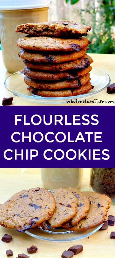 Flourless chocolate chip cookies | Gluten-free flourless chocolate chip cookies | Healthy chocolate chip cookies | Grain-free chocolate chip cookies