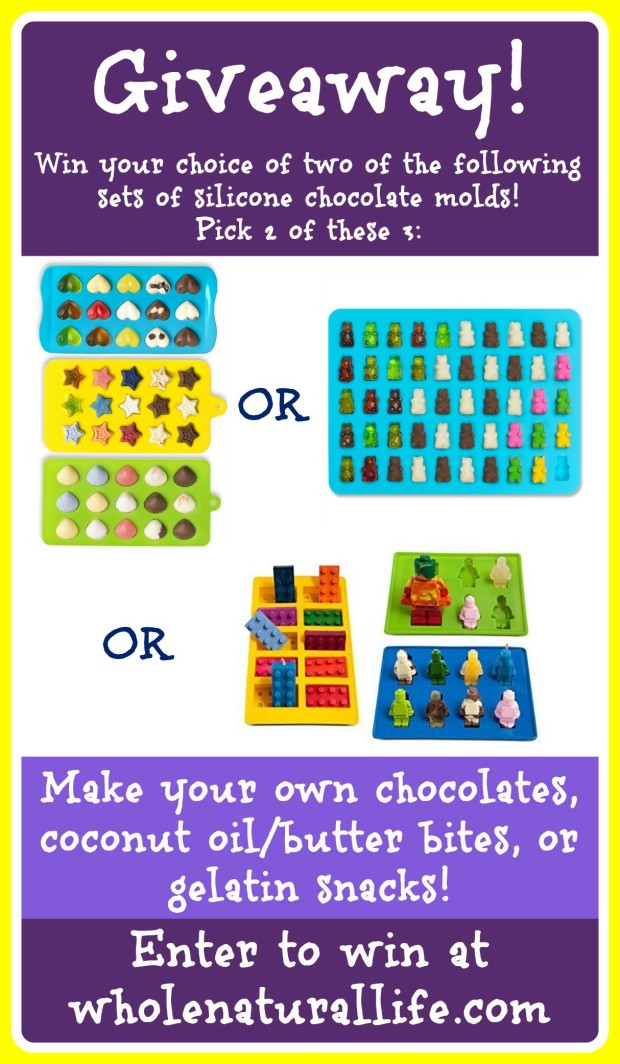 Win 2 sets of silicone chocolate molds! Great for making your own chocolates, coconut oil/butter bites, or gelatin snacks!