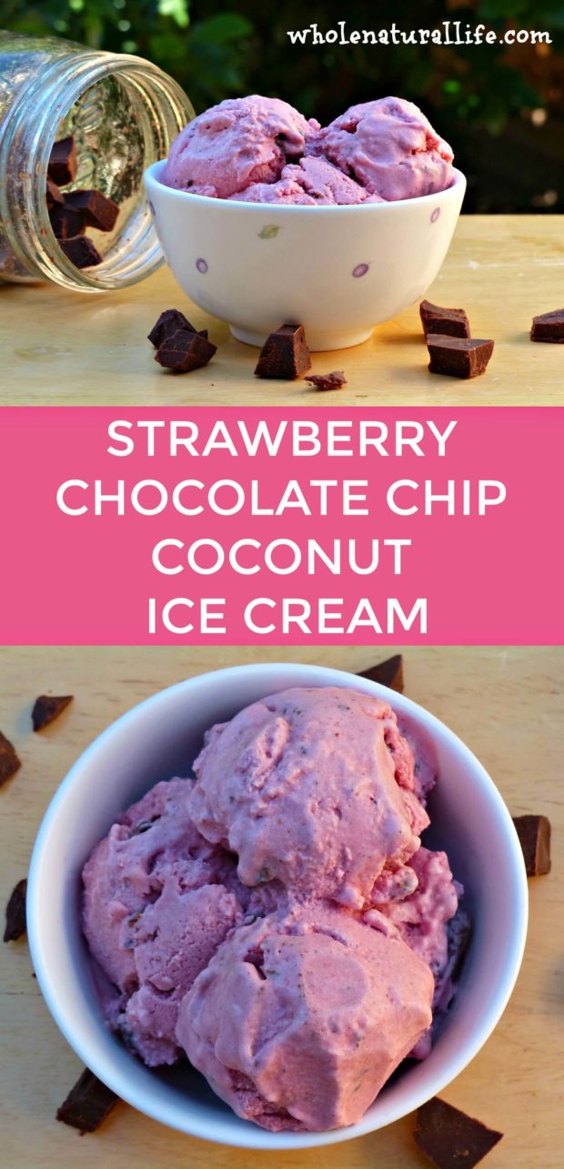 Strawberry chocolate chip ice cream | Healthy strawberry ice cream recipe | Coconut ice cream | Dairy-free strawberry ice cream