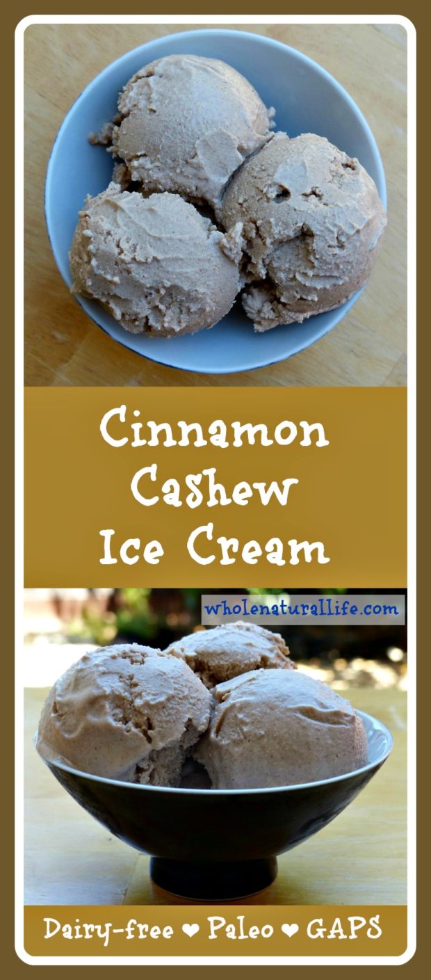 This cinnamon cashew ice cream is dairy-free and super creamy and delicious. It's also honey-sweetened and suitable for the GAPS and Paleo diets. Try this easy ice cream today! 